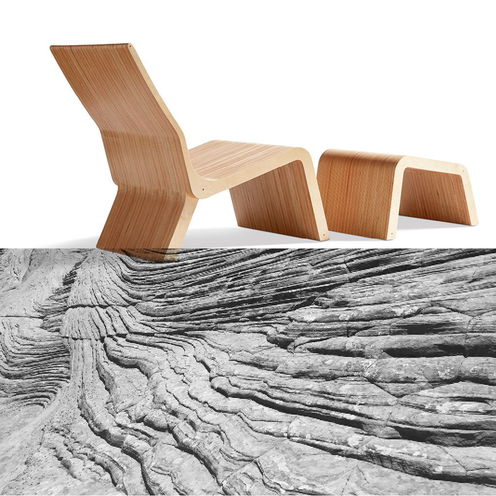 baltic birch lounge chair set on desert topography