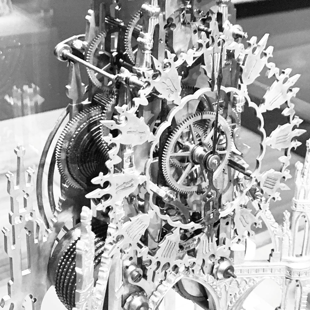 exposed mechanism of Victorian Era Skeleton Clock