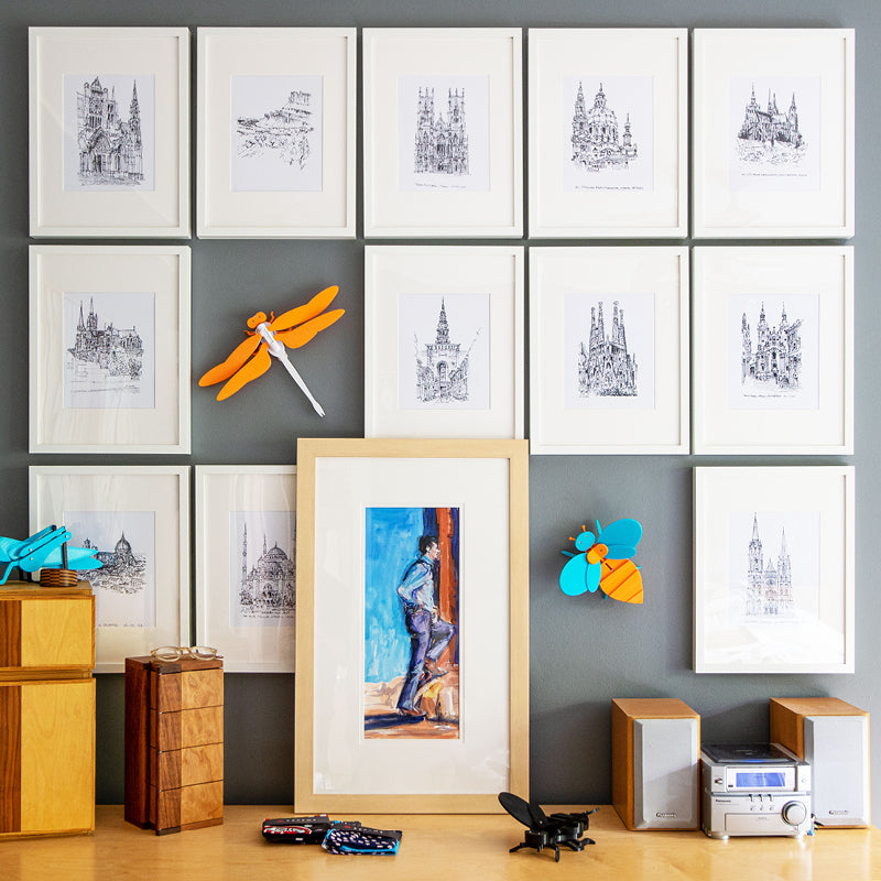 artful toys and architectural sketches