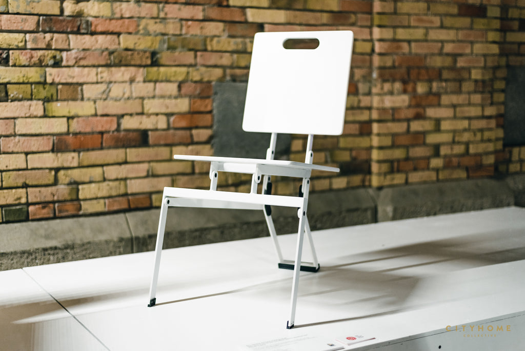 Modern folding chair at design exhibit