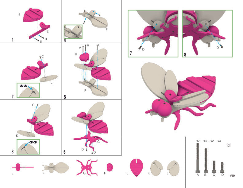 Instructions for a bee toy