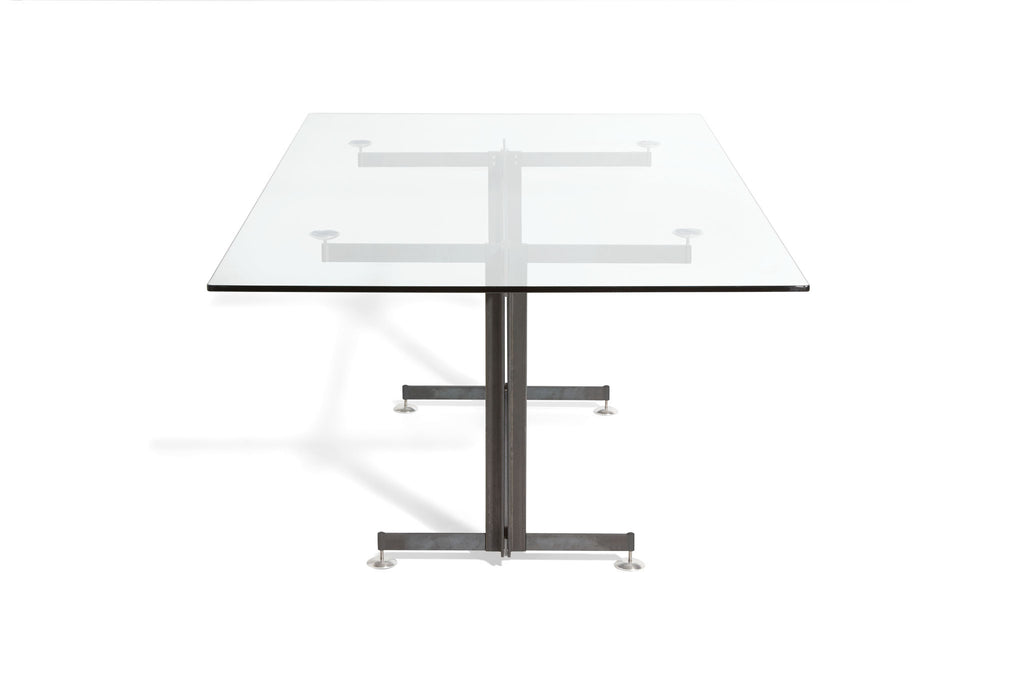 steel and glass dining table