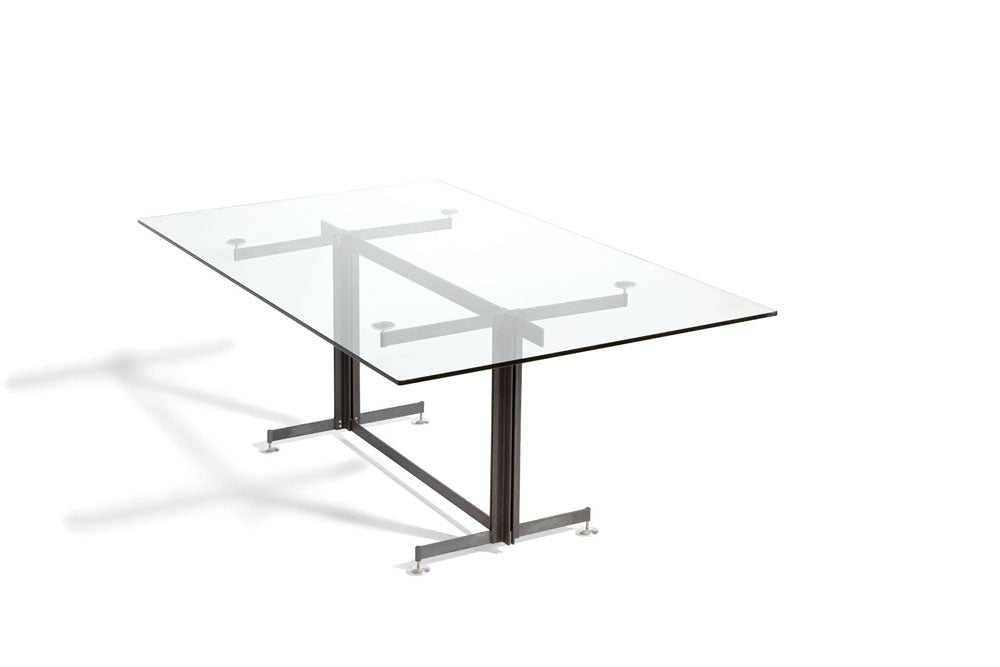 steel and glass table
