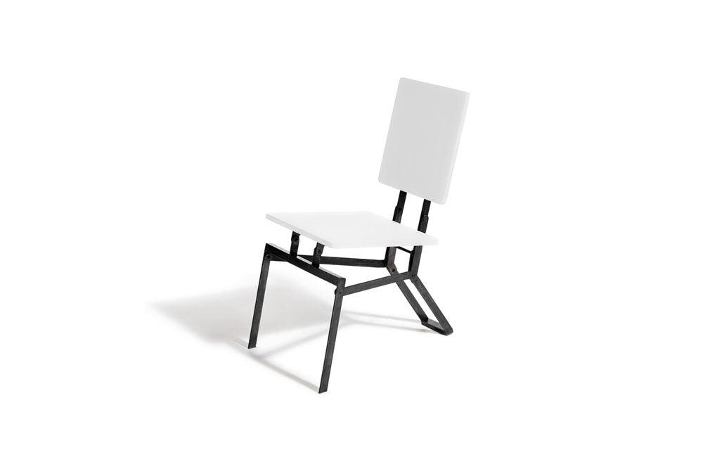 black and white folding chair