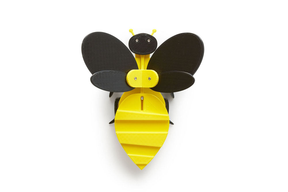 black and yellow bee flapping