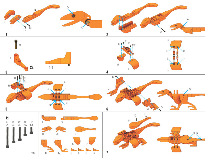 instructions for building a mechanical utahraptor toy